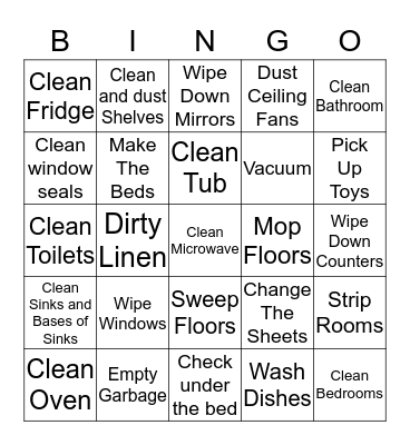 HOUSEKEEPING Bingo Card