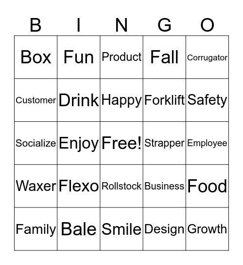 Family Day 2018 Bingo Card