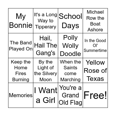 Music Bingo Card