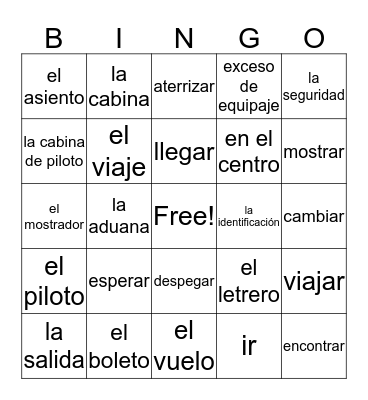 A Viajar por Avión Bingo Card