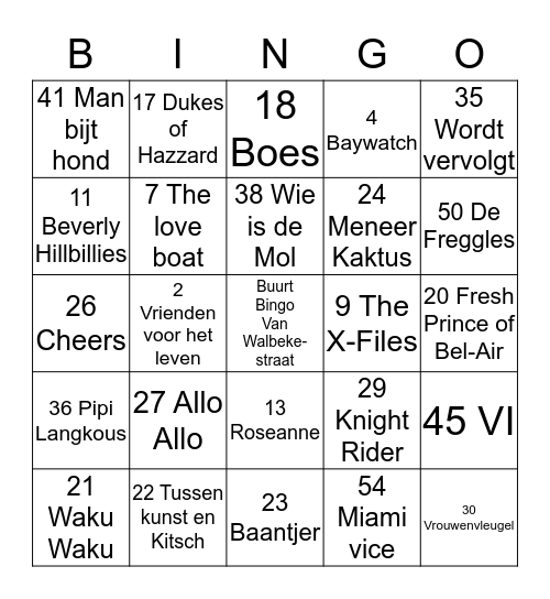 Buurtfeest van Walbekestraat 2019 Bingo Card