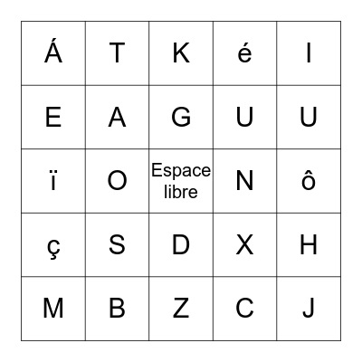L´Alphabet Français Bingo Card