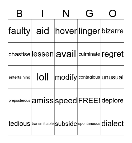 Flocabulary Unit 3 Bingo Card