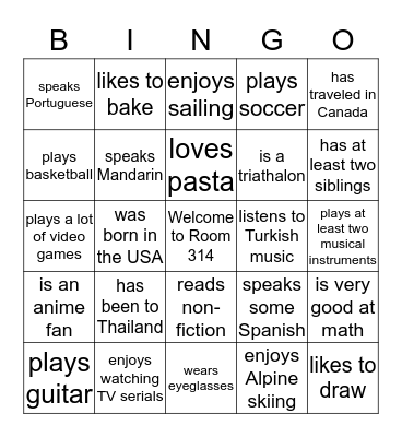 ESL D: Find someone who... Bingo Card