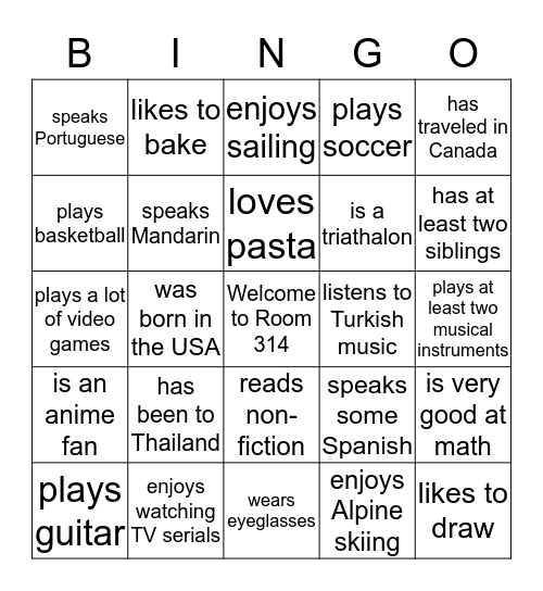 ESL D: Find someone who... Bingo Card
