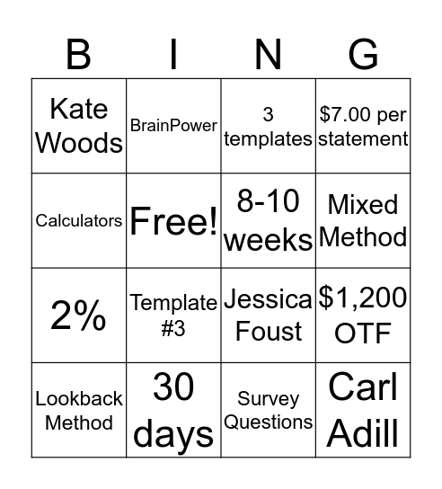 Communication Dissemination - TCS Bingo Card
