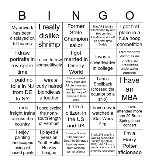 AFS2 People Bingo Card