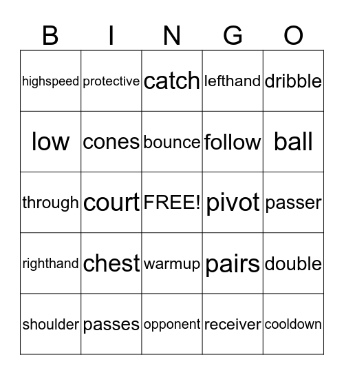 Basketball Bingo Card