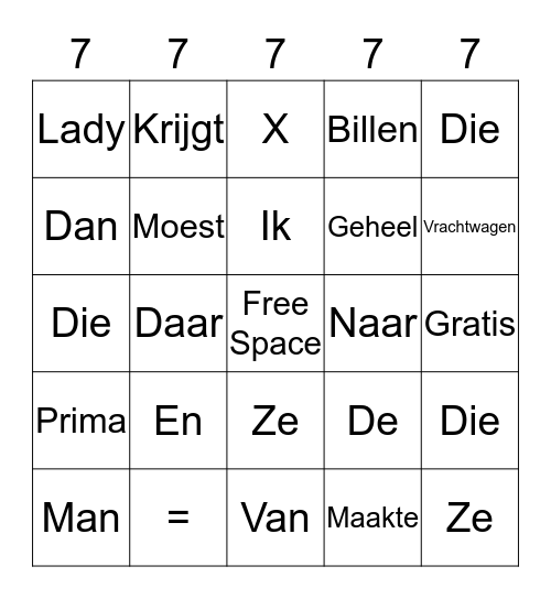 3 men bingo kaart Bingo Card
