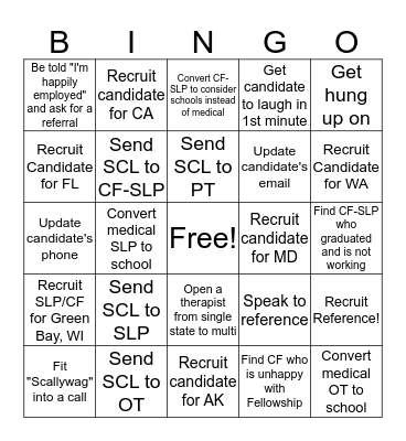 Power Hour Bingo Card