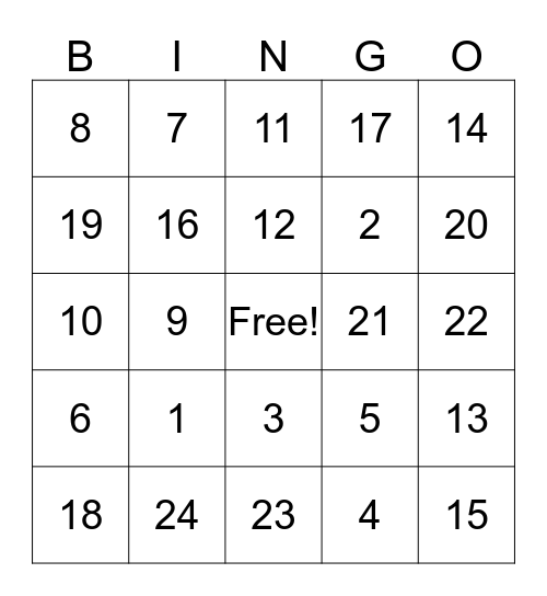 Domino Addition Bingo Card