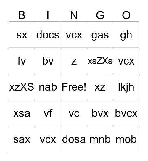 Tenzin Bingo Card