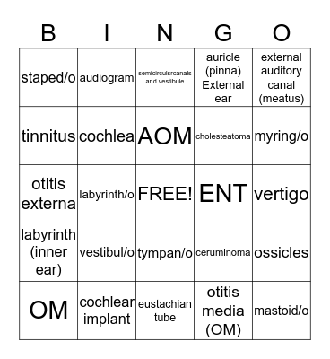 Ear Bingo Card