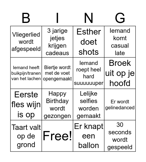 Verjaardags BINGO! Bingo Card