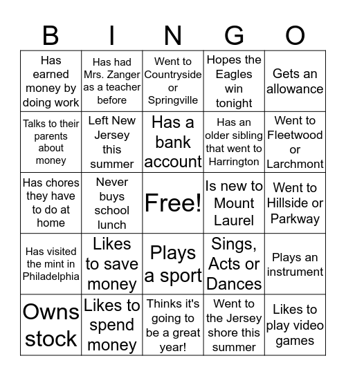 FinLit Bingo Card