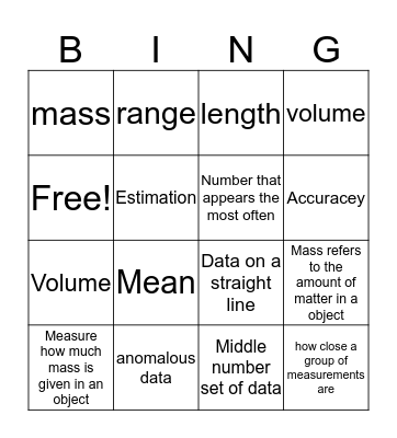 Measuring Bingo Card