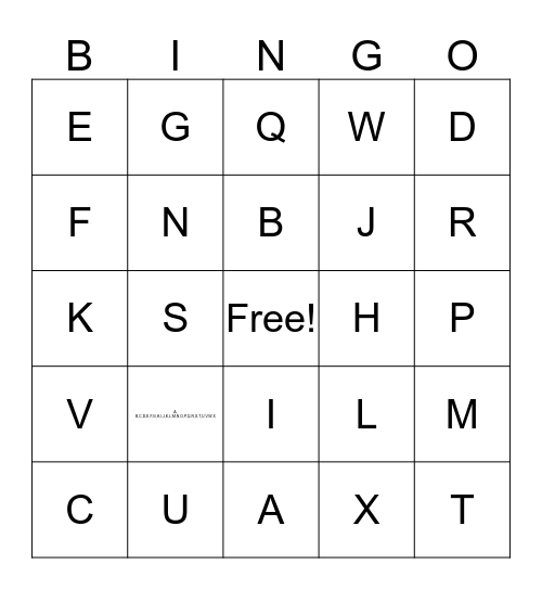 Alphabets Bingo Card