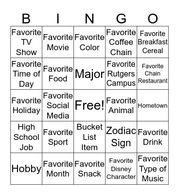 Find someone who has the same ... as you! Bingo Card