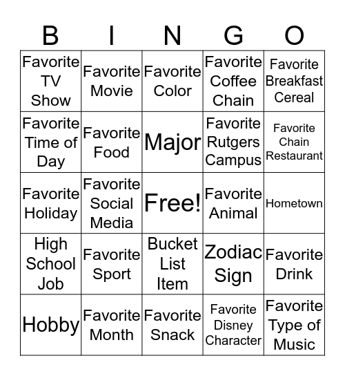 Find someone who has the same ... as you! Bingo Card