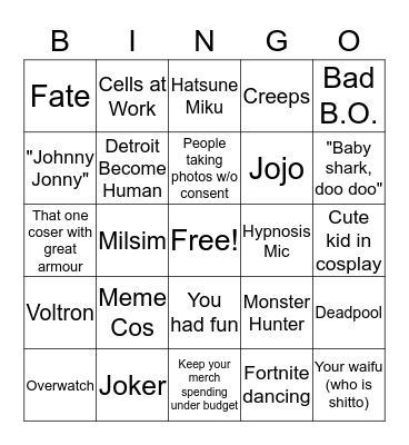 STGCC Bingo Card