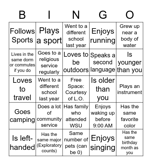 Lifetime Owls Bingo Card