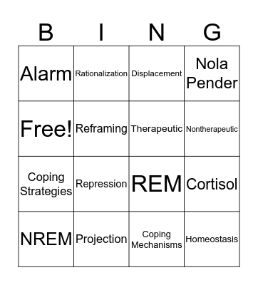 Stress and Coping  Bingo Card