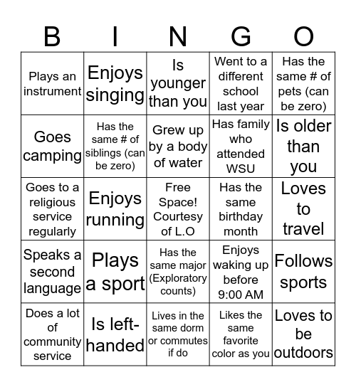 Lifetime Owls Bingo Card