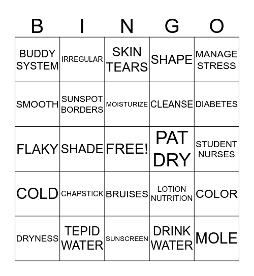Protect the Skin You're In Bingo Card