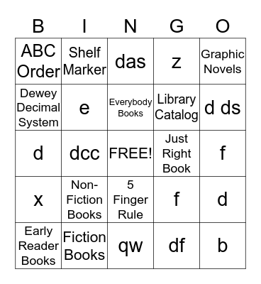 Library Bingo Card