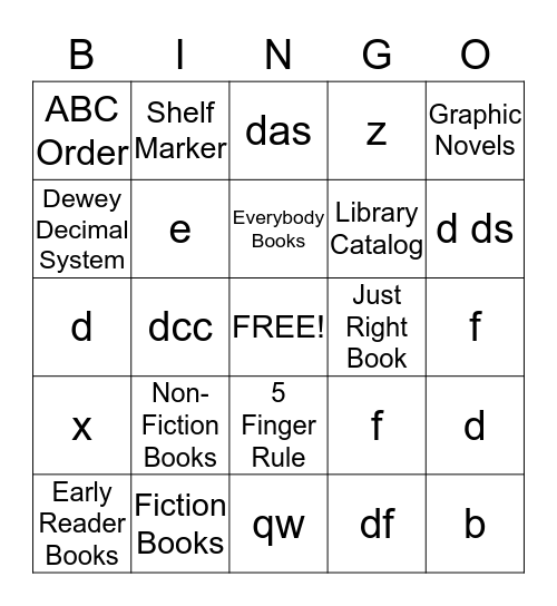 Library Bingo Card