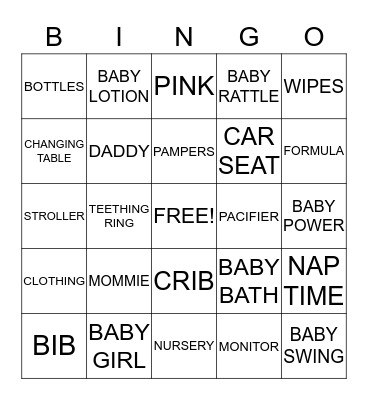 BABY      SHOWER  Bingo Card