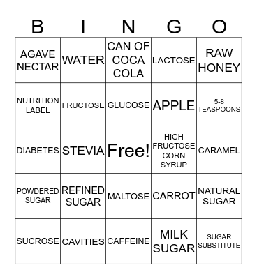 SUGAR BINGO  Bingo Card