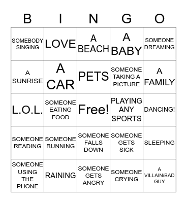MOVIE BINGO! Bingo Card