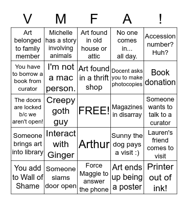 Library Bingo -- Ref Desk Version  Bingo Card