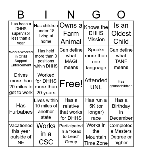 Who's In Your Crew? Bingo Card