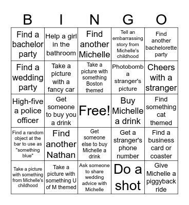 Bachelorette Bingo Card