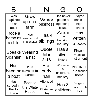 Ice Breaker Bingo Card