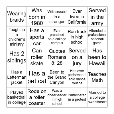 Ice Breaker Bingo Card