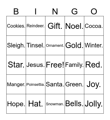 Christmas Bingo Card