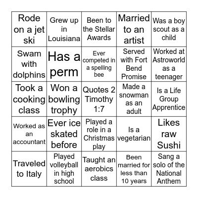 Ice Breaker Bingo Card