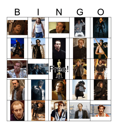 Nicolas Cage Bingo Card