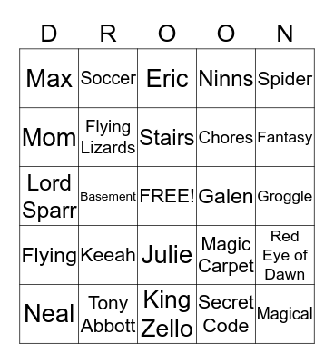 The Hidden Stairs and the Magic Carpet Bingo Card