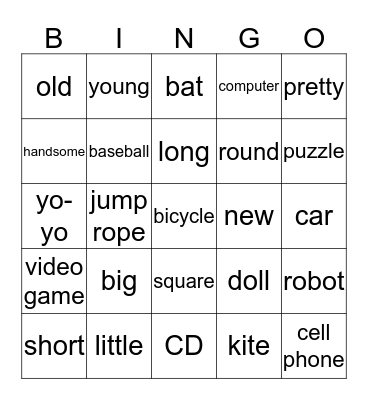 Things Bingo Card