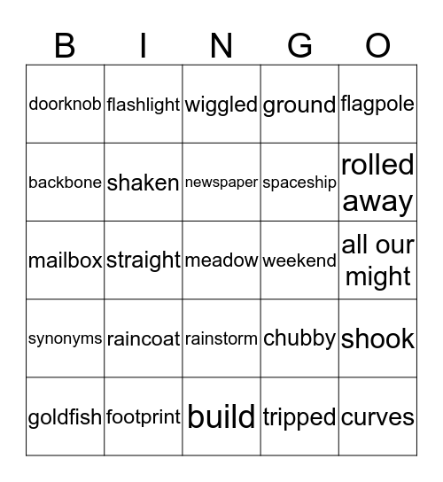 Wordlist 1 Bingo Card