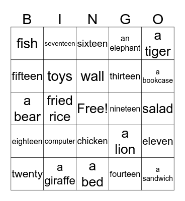 Yay! Bingo Card