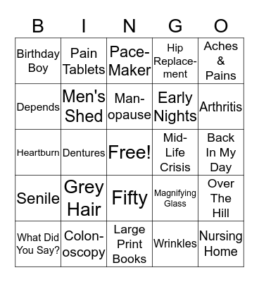 OLD FART Bingo Card