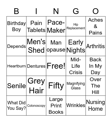 OLD FART Bingo Card