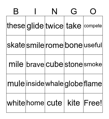 v_e Bingo Card