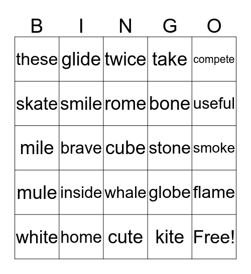 v_e Bingo Card