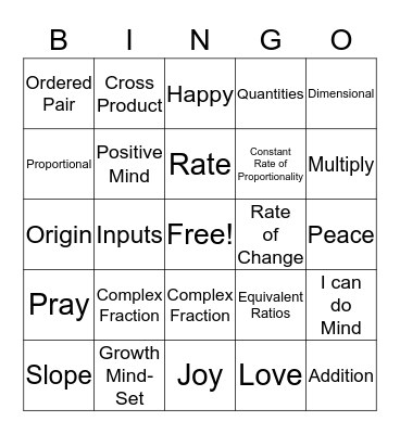 8th Vocabulary/Growth-Mind Set Bingo Card